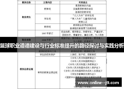 篮球职业道德建设与行业标准提升的路径探讨与实践分析